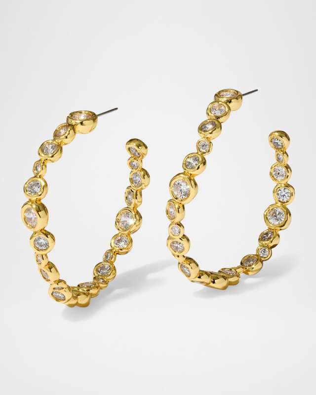 Asterales Gold CZ Large Hoop Earrings
